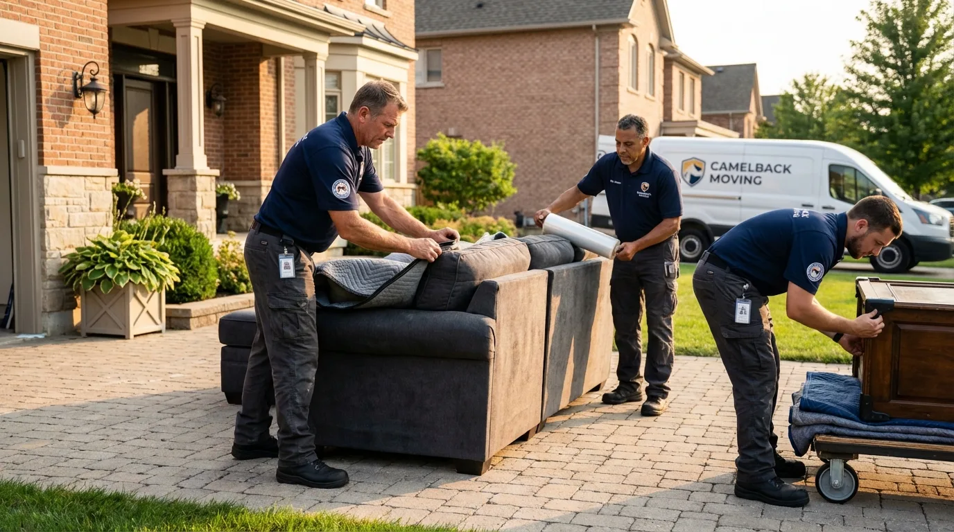 Large estate moving crew wrapping furniture in Alexandria, MN