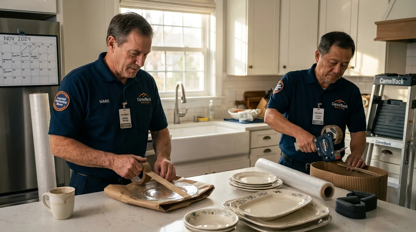 Professional crew packing kitchen dishware in Alexandria, MN